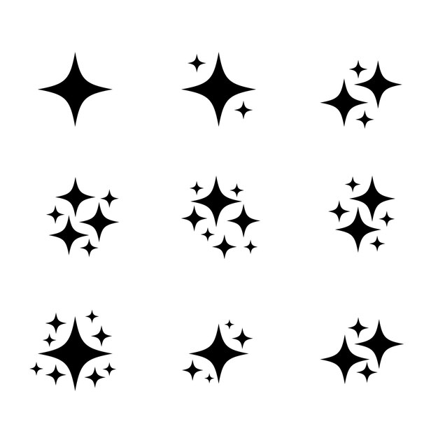 conjunto de vector de diseño de elemento de icono de estrella centelleante