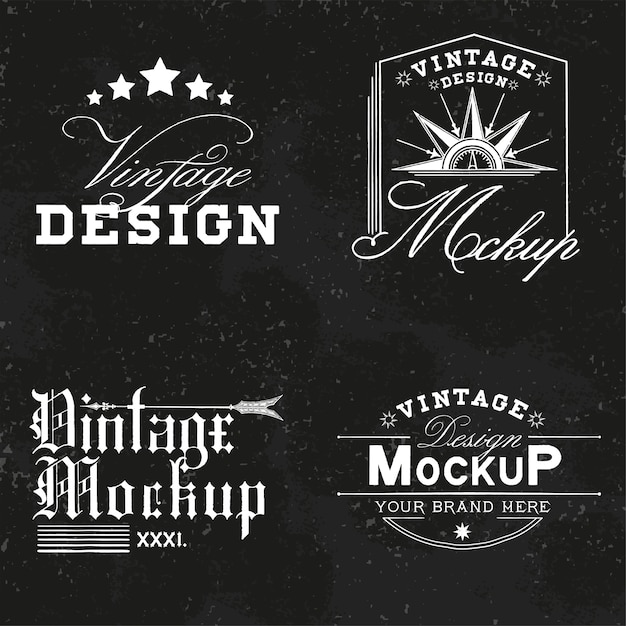 Conjunto de vector de diseño de logo de maqueta vintage