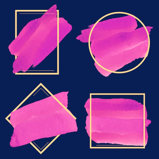 Conjunto de vector de diseño magenta acuarela banner