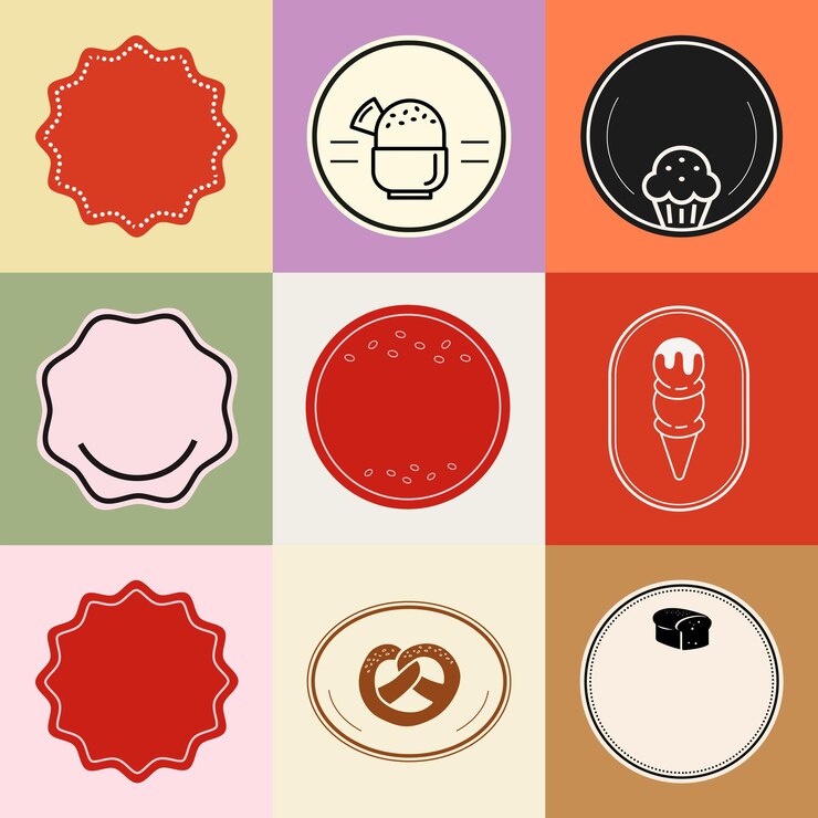 Vector gratuito conjunto de vector de elemento de insignia de comida