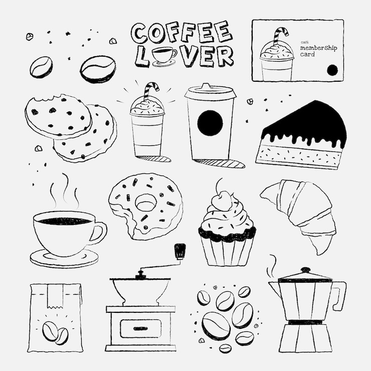 Vector gratuito conjunto de vector de elementos de diseño de café y pastel