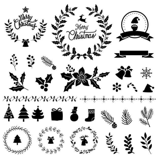 Conjunto de vector de elementos de diseño de Navidad
