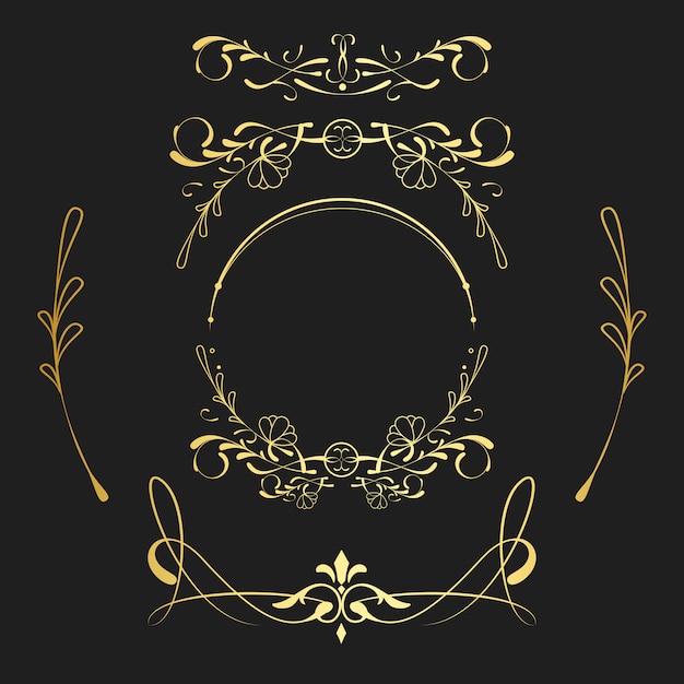 Conjunto de vector de elementos de oro art nouveau vintage