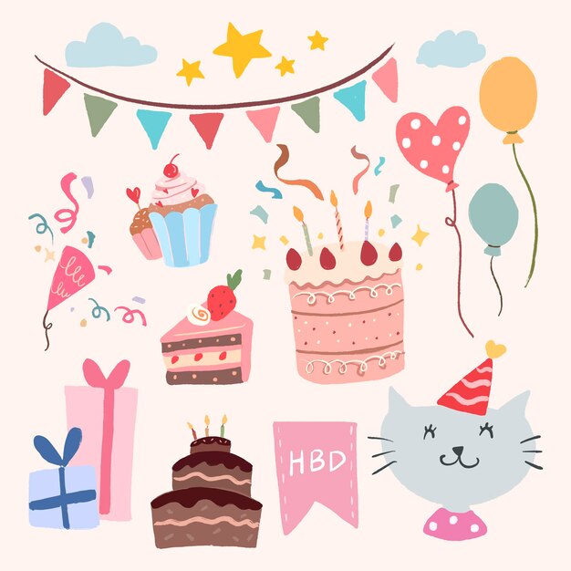 Conjunto de vector de etiqueta de fiesta de celebración