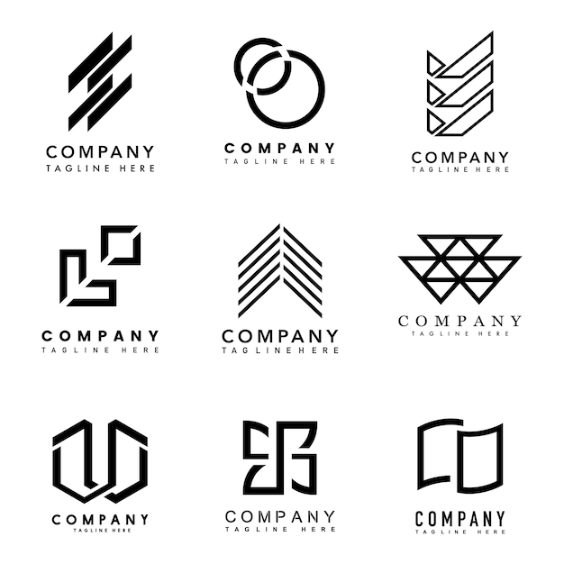 Vector gratuito conjunto de vector de ideas de diseño de logotipo de empresa