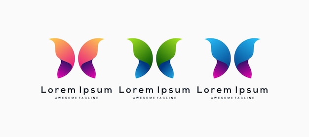 Conjunto de vector de inspiración de diseño de logotipo de mariposa colorida