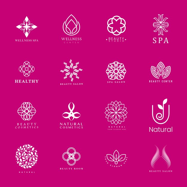Conjunto de vector logo spa y belleza