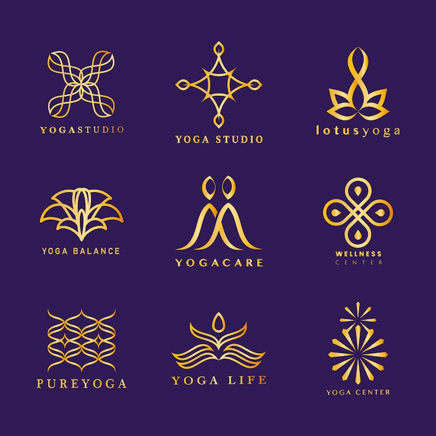 Vector gratuito conjunto de vector logo de yoga