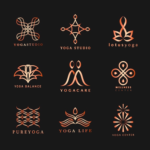 Conjunto de vector logo de yoga