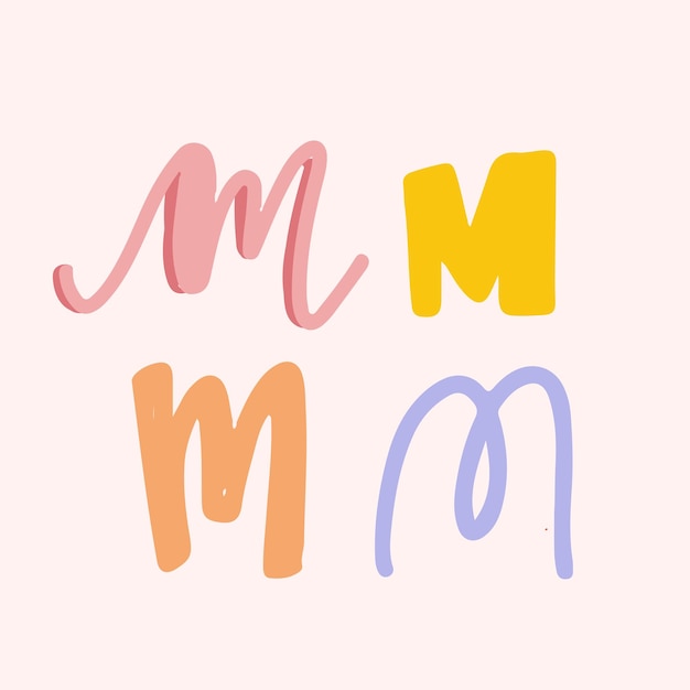 Conjunto de vector de tipografía de garabato de letra M