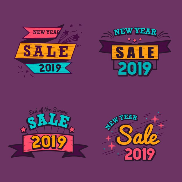 Conjunto de vectores de año nuevo venta insignia