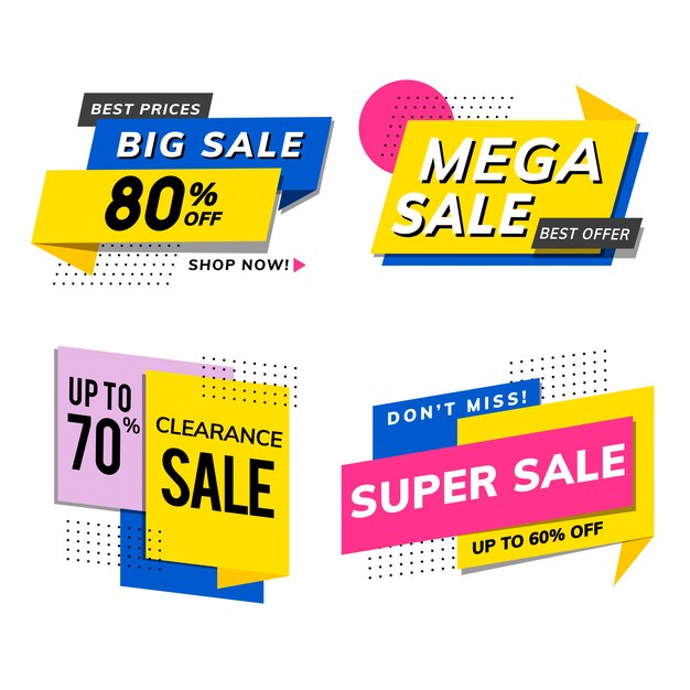 Conjunto de vectores de anuncios de promoción de venta