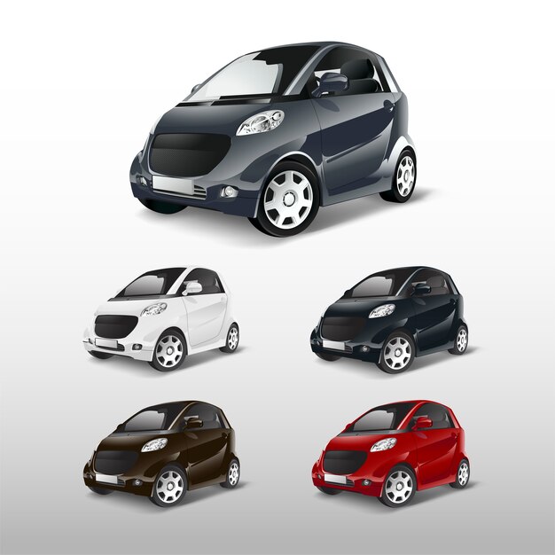 Conjunto de vectores de coches híbridos compactos