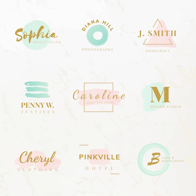 Vector gratuito conjunto de vectores de diseño de logotipo de belleza y moda.