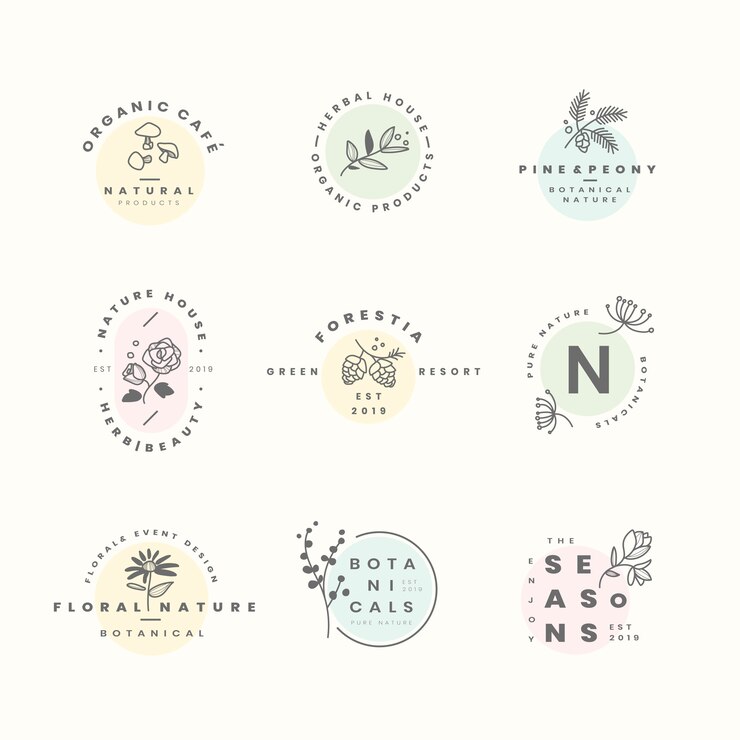 Vector gratuito conjunto de vectores de diseño de logotipo botánico