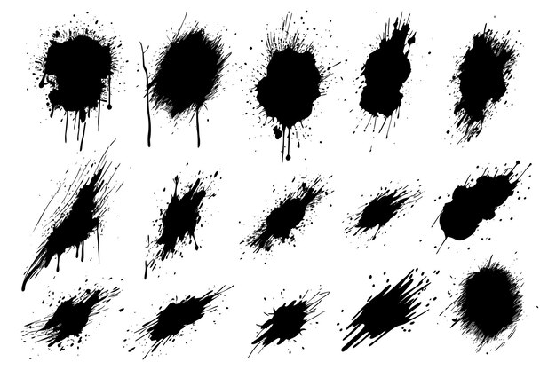 conjunto de vectores de diseño de textura de mancha de tinta splat