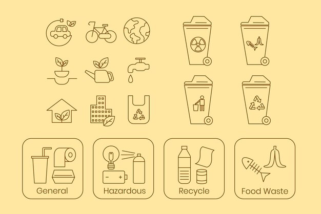 Conjunto de vectores de elementos de diseño de icono de entorno
