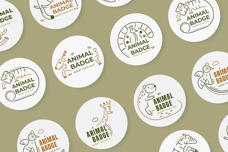 Conjunto de vectores de elementos de diseño de insignia animal