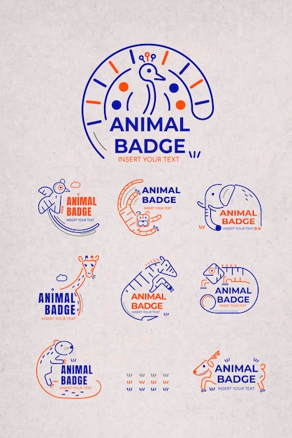 Conjunto de vectores de elementos de diseño de insignia animal