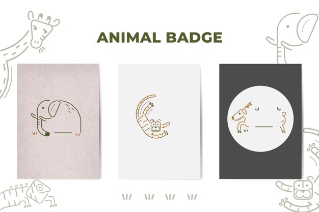 Conjunto de vectores de elementos de diseño de insignia animal
