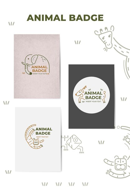 Conjunto de vectores de elementos de diseño de insignia animal