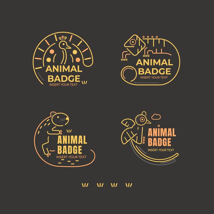 Vector gratuito conjunto de vectores de elementos de diseño de insignia animal