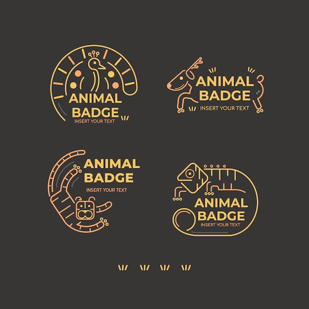 Vector gratuito conjunto de vectores de elementos de diseño de insignia animal