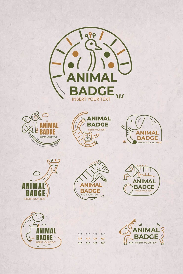 Vector gratuito conjunto de vectores de elementos de diseño de insignia animal