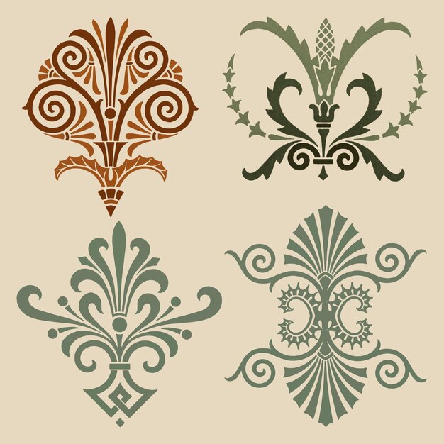 Conjunto de vectores de elementos ornamentales griegos