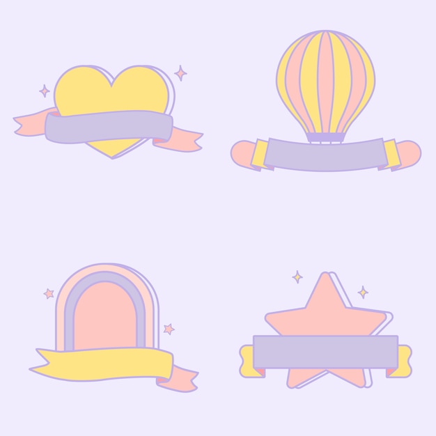 Vector gratuito conjunto de vectores emblemas pastel lindo