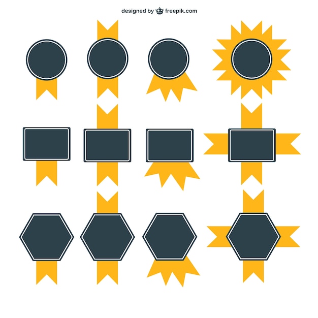 Conjunto de vectores de etiquetas con adornos amarillos