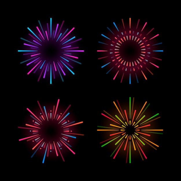 Vector gratuito conjunto de vectores de explosión de fuegos artificiales