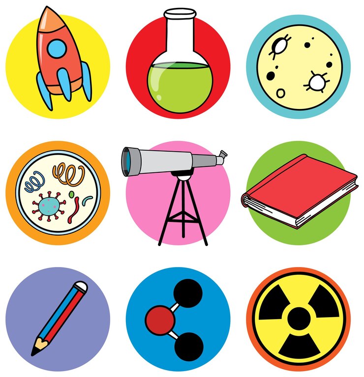 Vector gratuito conjunto de vectores de iconos de ciencia colorida