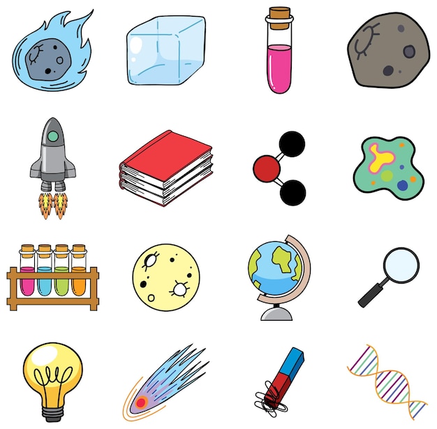 Vector gratuito conjunto de vectores de iconos de ciencia colorida
