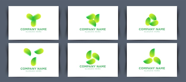 Conjunto de vectores de iconos de hojas aislado en fondo blanco Varias formas de hojas verdes de árboles y plantas Elementos para logotipos ecológicos y biológicos