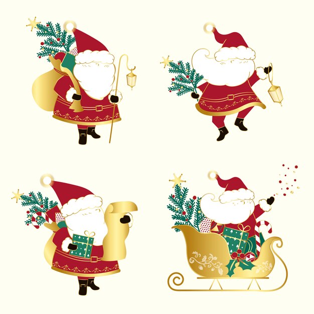 Conjunto de vectores de ilustraciones de Navidad