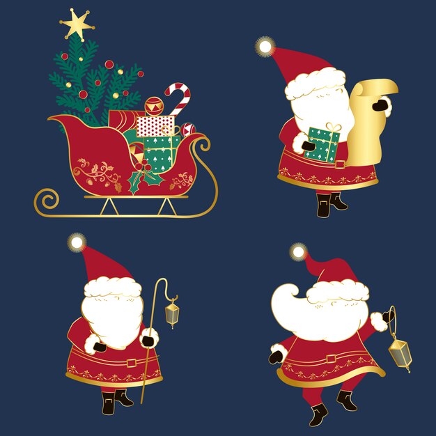 Conjunto de vectores de ilustraciones de Navidad