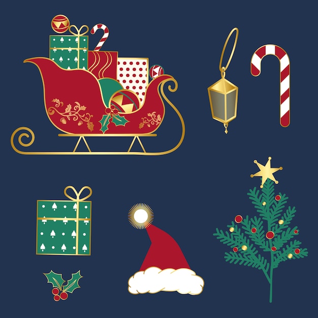 Conjunto de vectores de ilustraciones de Navidad