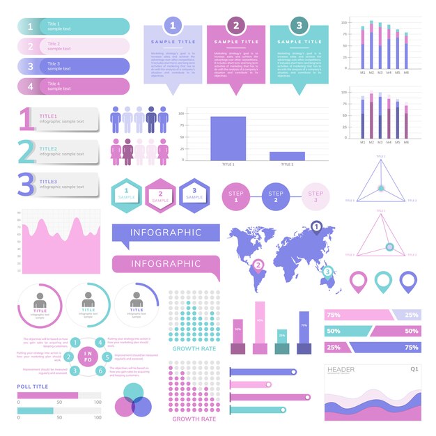 Conjunto de vectores infográficos de negocios