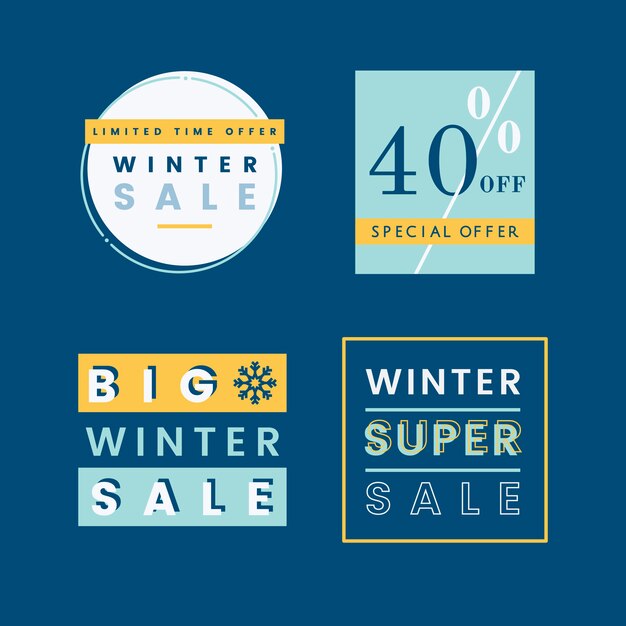 Conjunto de vectores de la insignia de venta de invierno