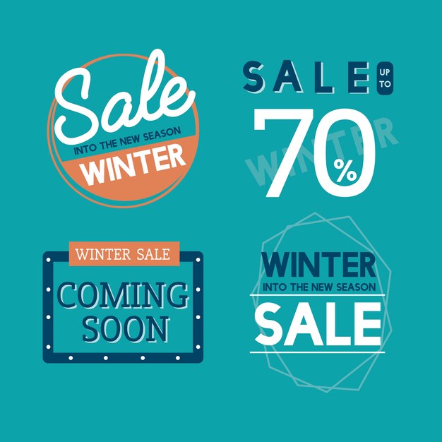 Conjunto de vectores de la insignia de venta de invierno