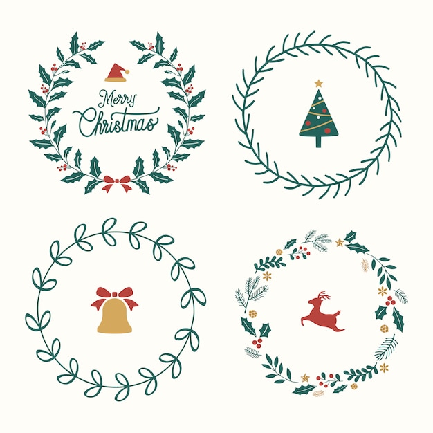 Conjunto de vectores de insignias de navidad