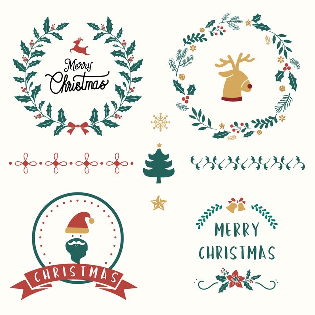 Conjunto de vectores de insignias de Navidad