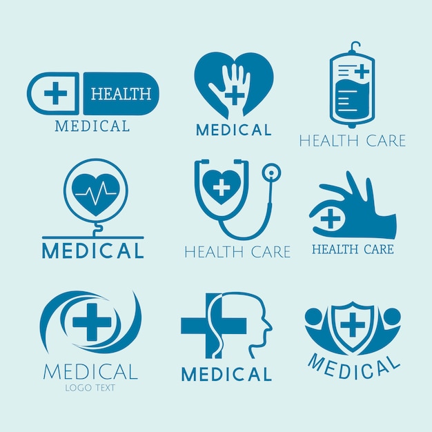 Vector gratuito conjunto de vectores de logotipos de servicio médico