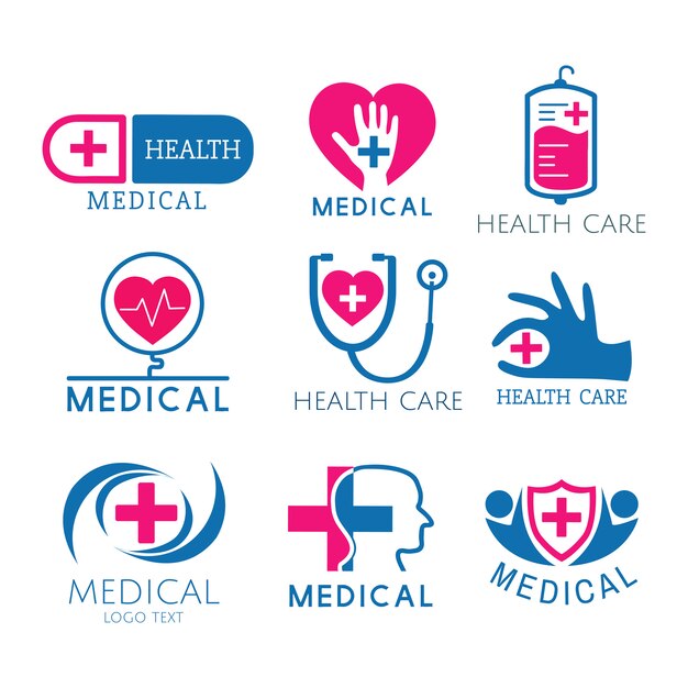 Conjunto de vectores de logotipos de servicio médico
