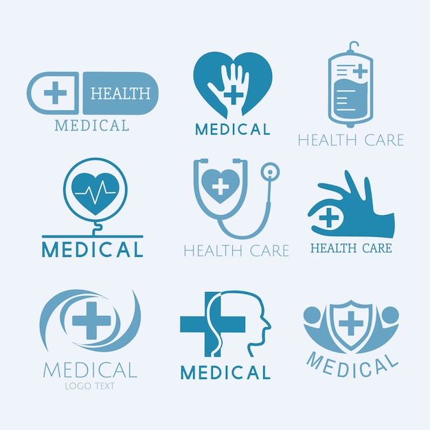 Vector gratuito conjunto de vectores de logotipos de servicio médico