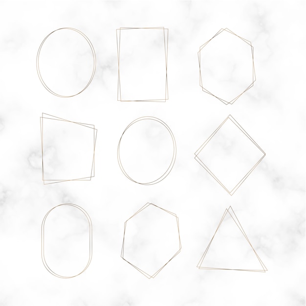 Conjunto de vectores de marco de oro en blanco