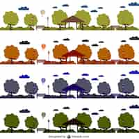 Vector gratuito conjunto de vectores de parques en distintos colores