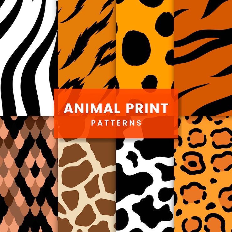 Vector gratuito conjunto de vectores de patrón de impresión animal transparente