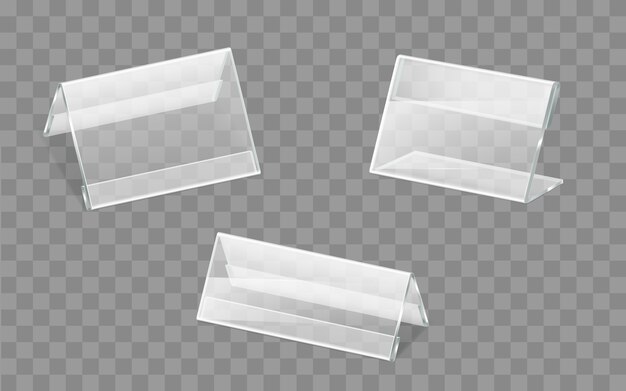 Conjunto de vectores de soportes de plástico o acrílico para placas de identificación